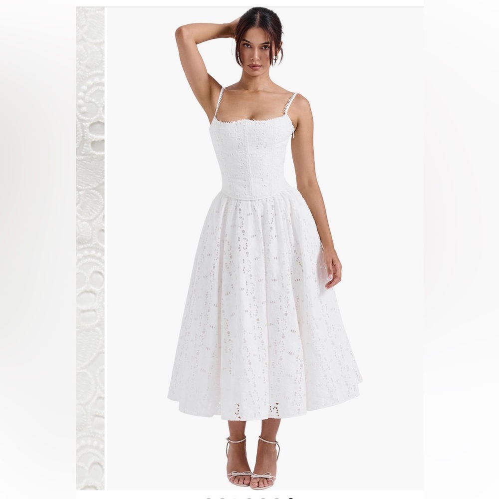 House of CB White Eyelit Skirt and Corset top